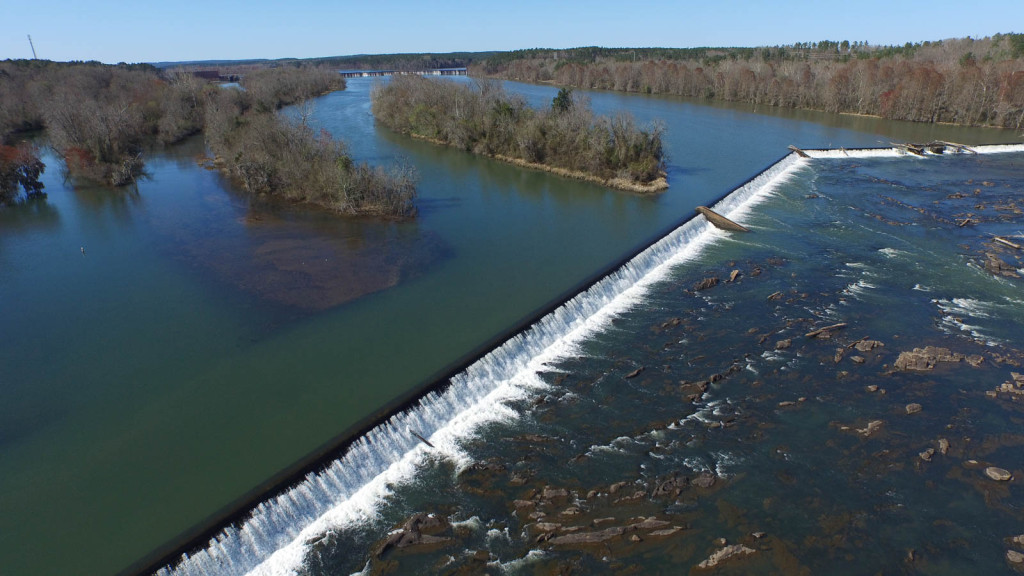 Augusta canal dam in Savannah river