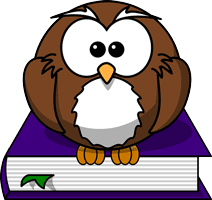 Owl on a book for knowledge through study
